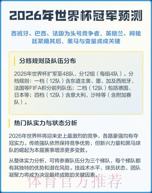 2026年世界杯权威预测参考指南 2026年世界杯权威预测参考指南